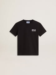 Golden Goose Black T-shirt with contrasting white logo on the front and maxi star on the back