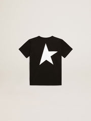 Golden Goose Black T-shirt with contrasting white logo on the front and maxi star on the back