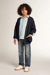 Golden Goose Dark blue cotton cardigan with logo on the back