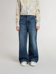Golden Goose Girls' bootcut jeans with a medium wash and embroidery
