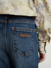 Golden Goose Girls' bootcut jeans with a medium wash and embroidery