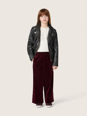 Golden Goose Girls’ burgundy velvet-effect pants with rear pocket