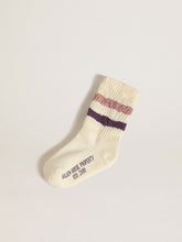 Golden Goose Kids’ white socks with pink and purple stripes