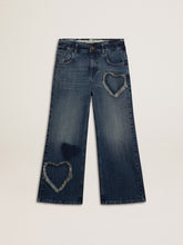 Golden Goose Girls' wide-leg jeans in blue denim