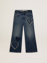 Golden Goose Girls' wide-leg jeans in blue denim