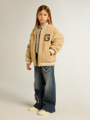 Golden Goose Girls' wide-leg jeans in blue denim