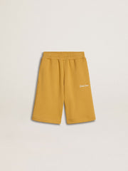 Golden Goose Kids jogging shorts in ochre yellow with embroidery