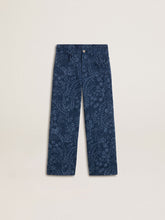 Golden Goose Girls' medium wash wide jeans with print