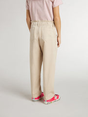 Golden Goose Girls' beige cotton pants with embroidery
