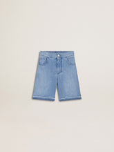 Golden Goose Kids’ denim shorts with embroidery on the back