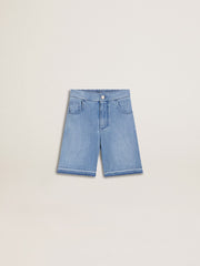 Golden Goose Kids’ denim shorts with embroidery on the back