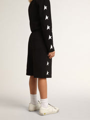 Golden Goose Boys’ black Bermuda shorts with white stars