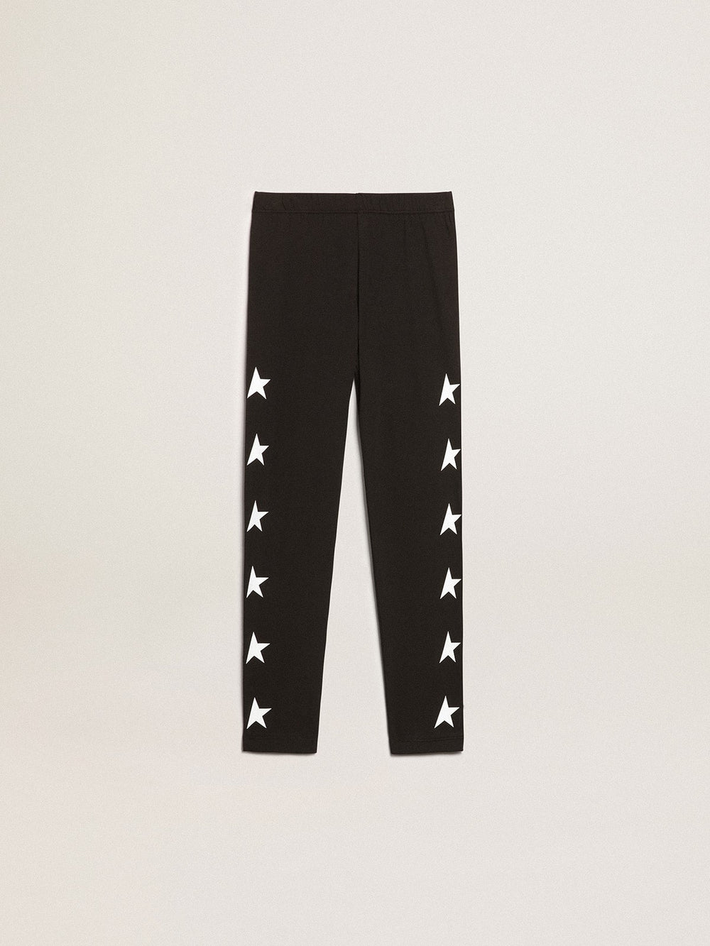 Golden Goose Girls’ black leggings with white stars on the sides