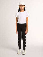 Golden Goose Girls’ black leggings with white stars on the sides