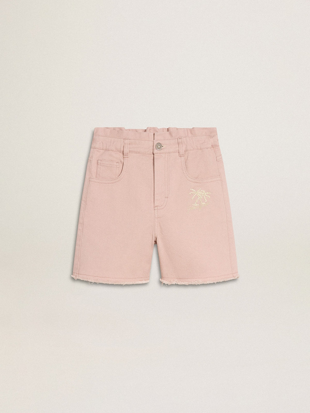 Golden Goose Girls' pink cotton shorts with embroidery