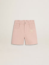 Golden Goose Girls' pink cotton shorts with embroidery