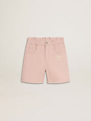 Golden Goose Girls' pink cotton shorts with embroidery