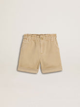 Golden Goose Girls' sand-colored shorts with embroidered logo