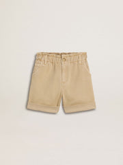 Golden Goose Girls' sand-colored shorts with embroidered logo