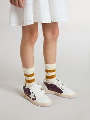 Golden Goose Junior Ball Star in purple glitter with white leather star and heel tab