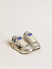 Golden Goose Junior Marathon in silver nylon with black star and leather heel tab