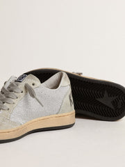 Golden Goose Ball Star Junior in glitter with ice-gray suede inserts