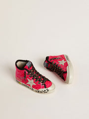 Golden Goose Junior Francy in sequins with ice-gray suede star and animal-print laces