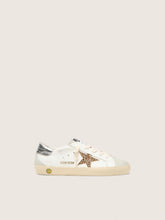 Golden Goose Junior Super-Star with gold glitter star and silver metallic leather heel tab