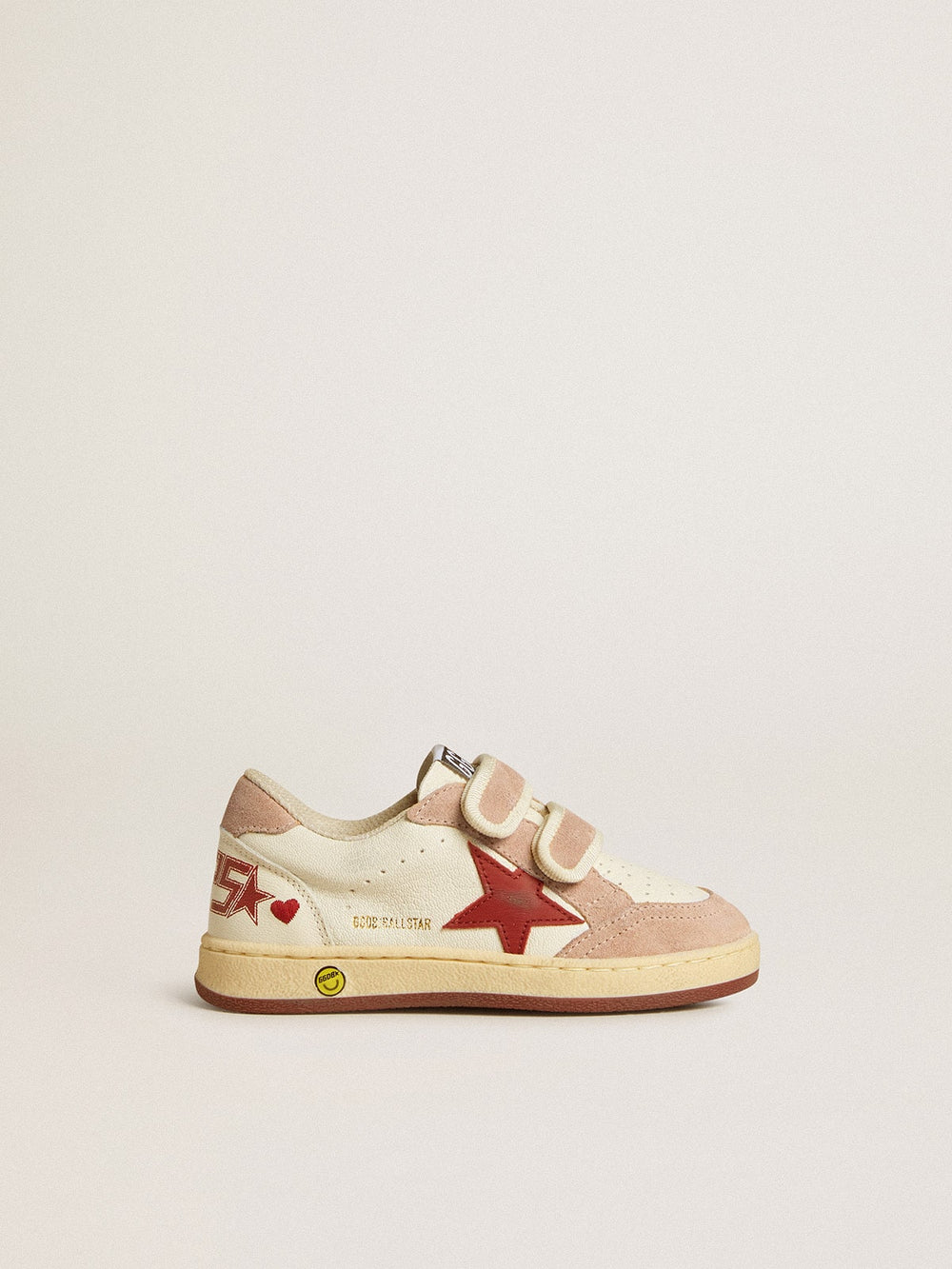 Golden Goose Ball Star Junior in nappa with nappa star and pink suede heel tab