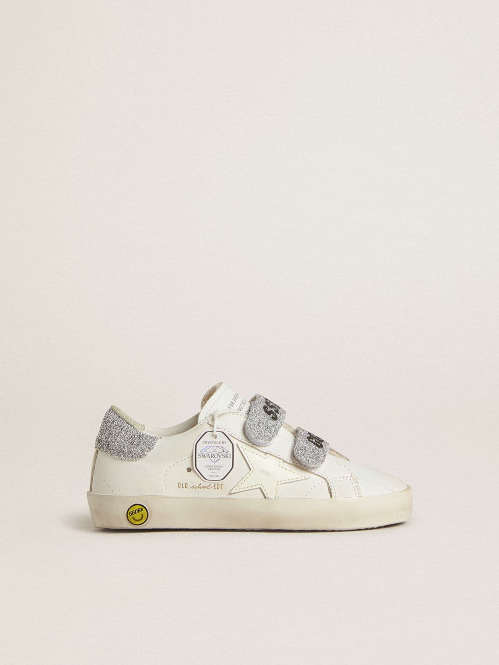 Golden Goose Junior Old School with silver Swarovski crystal heel tab and straps