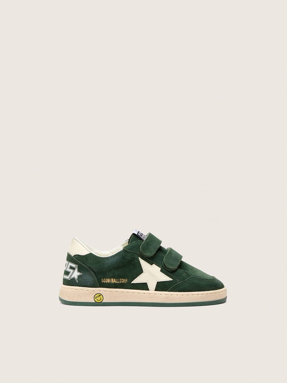 Golden Goose Junior Ball Star in forest-green suede with cream leather star and heel tab