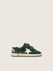 Golden Goose Junior Ball Star in forest-green suede with cream leather star and heel tab