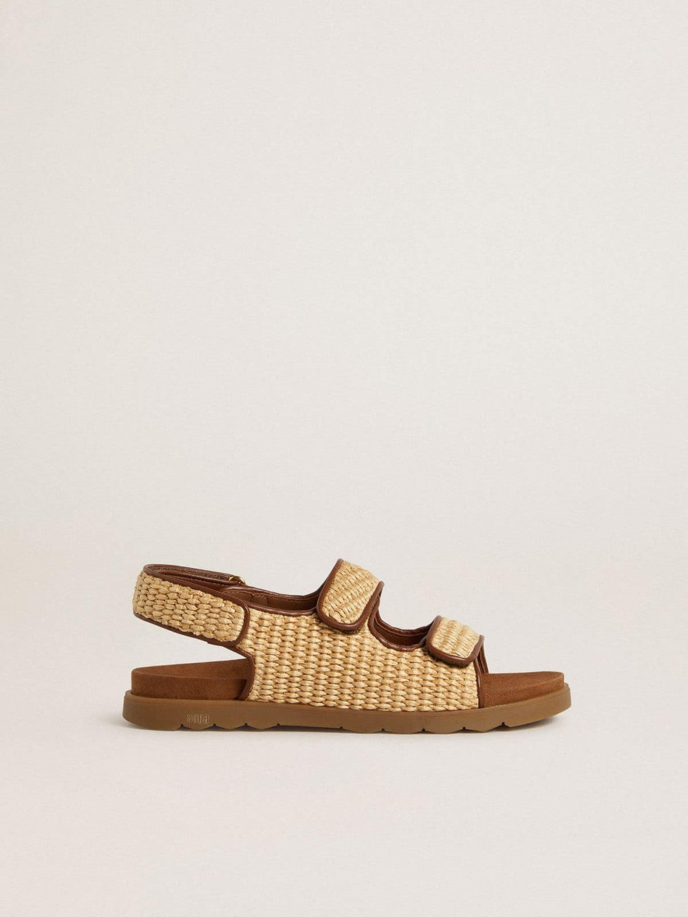 Golden Goose Noa Young sandals in beige raffia and brown leather