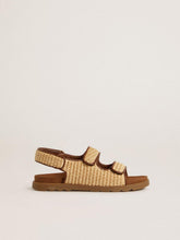 Golden Goose Noa Young sandals in beige raffia and brown leather