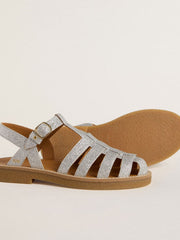 Golden Goose Maxime Young sandals in silver micro-glitter