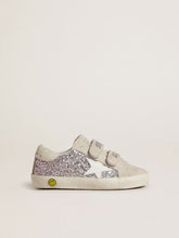 Golden Goose Junior Old School in silver and pink glitter with white leather star