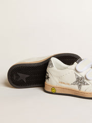 Golden Goose Ball Star Junior in nappa with silver glitter star and heel tab