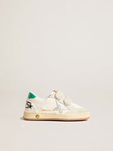 Golden Goose Junior Ball Star with silver star and green suede heel tab