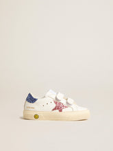 Golden Goose Junior May School in leather with glitter star and heel tab