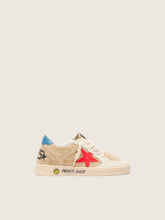 Golden Goose Ball Star Junior in beige suede with red star and light blue heel tab