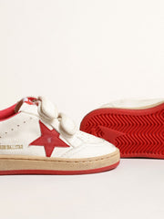 Golden Goose Junior Ball Star in nappa with red leather star and heel tab