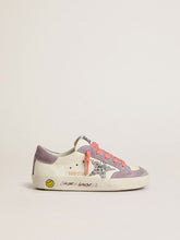 Golden Goose Junior Super-Star with silver glitter star and lilac suede inserts