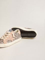 Golden Goose Junior Super-Star in glitter with suede star and heel tab