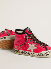 Golden Goose Young Francy in sequins with ice-gray suede star and animal-print laces