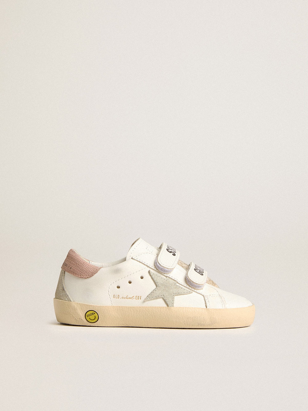Golden Goose Young Old School in leather with gray suede star and old rose heel tab