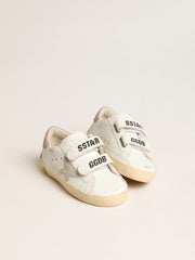 Golden Goose Young Old School in leather with gray suede star and old rose heel tab