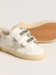 Golden Goose Young Old School in leather with gray suede star and old rose heel tab