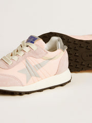 Golden Goose Marathon Young in pink nylon with printed star and leather heel tab