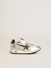Golden Goose Marathon Young in silver nylon with black star and leather heel tab