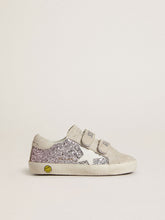 Golden Goose Young Old School in silver and pink glitter with white leather star
